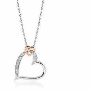 Sterling Silver Genuine Diamond Heart Necklace